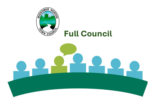 Full Council Meeting - cartoon image or people in a meeting.
